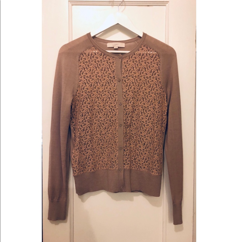 LOFT Mauve Pink Lace Cardigan